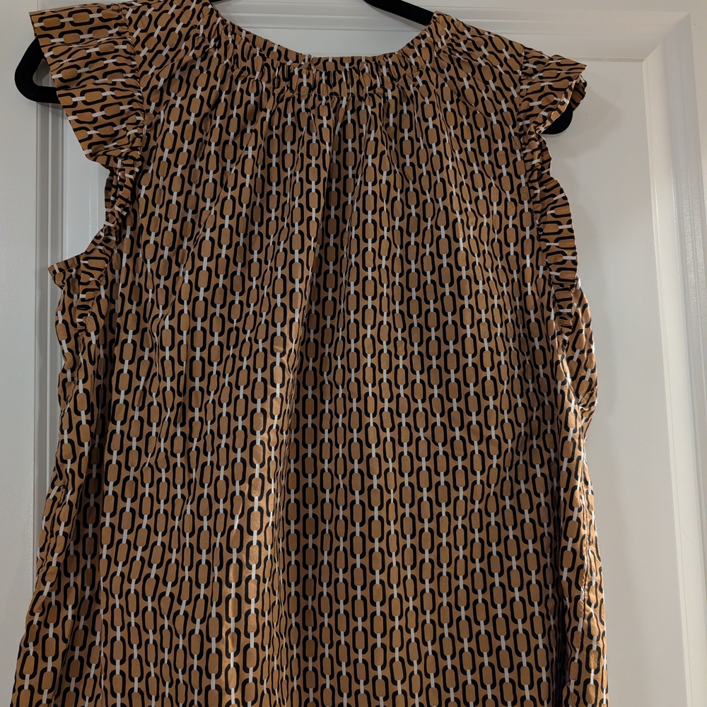 Brown and Black Patterned Blouse